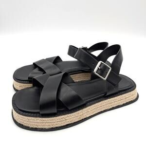 Topshop Jenna Espadrille Platform Strappy Sandals Women's Black Size US11 EU42